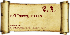 Nádassy Nilla névjegykártya